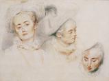 Антоан Вато - Рисунка на жена, носеща шапка с пера